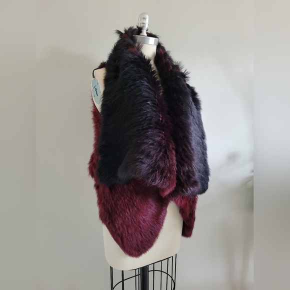 RUDSAK knit rabbit fur vest ombre colour deep red to black - Picture 12 of 12